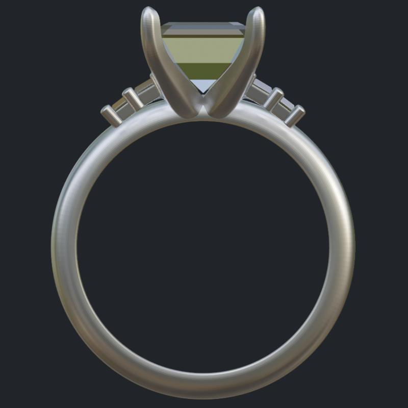 Emerald Cut with Baguettes Ring - Profile