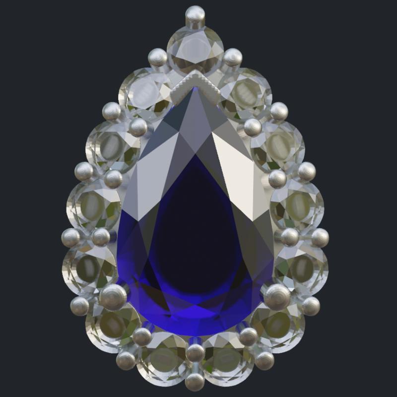 Pear Shape Topaz Pendant - Front