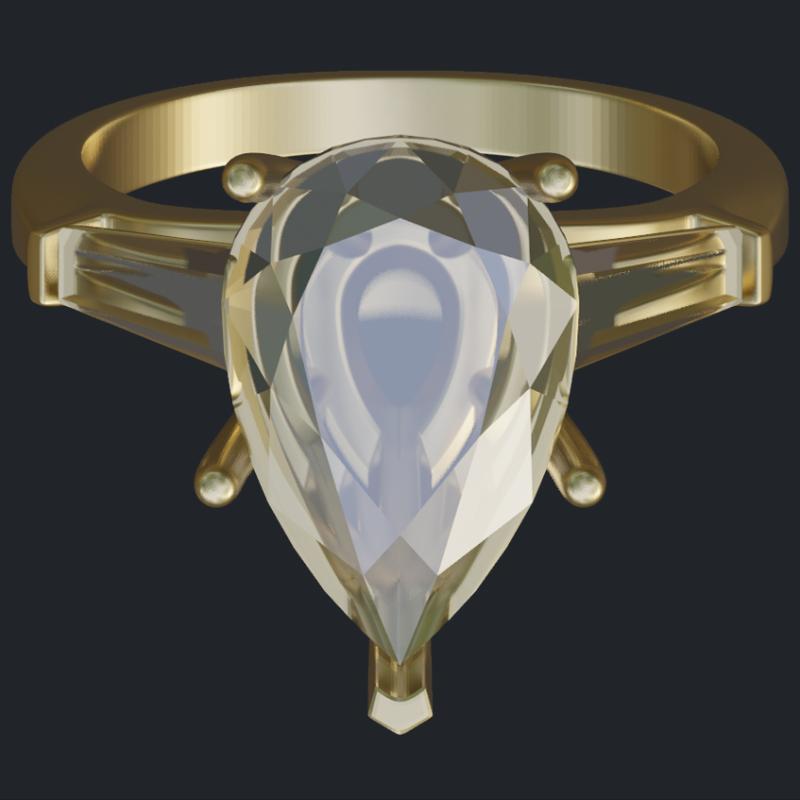 Thicker Pear Shape Ring - Top