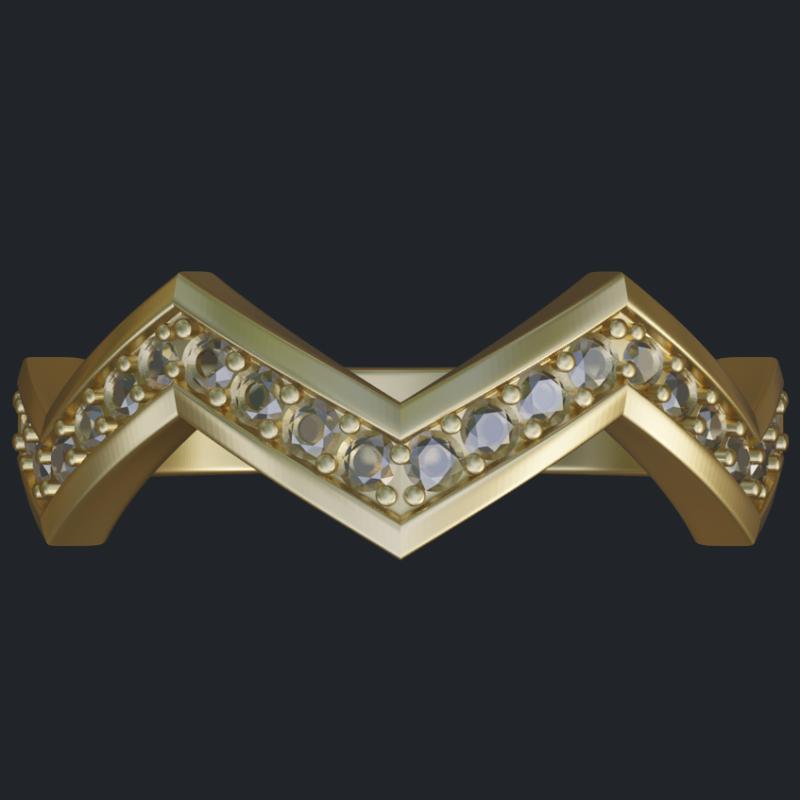 Round Diamonds Tapered Zigzag Band - Top