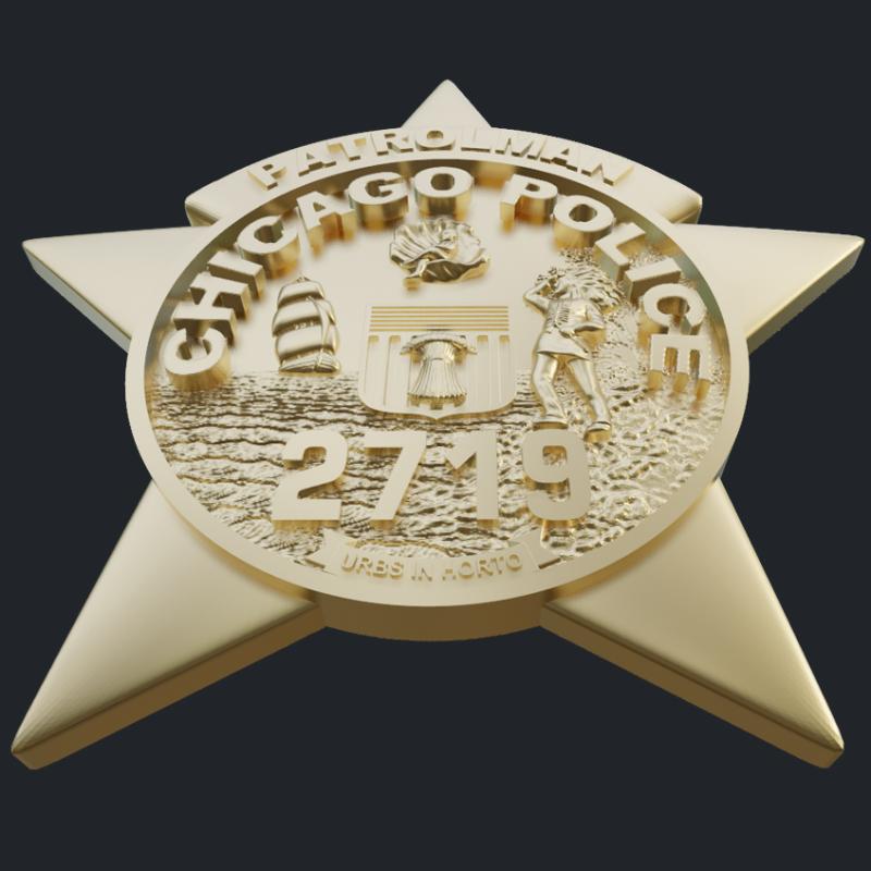 Gold Police Badge Pendant 14k Yellow Gold - Bottom