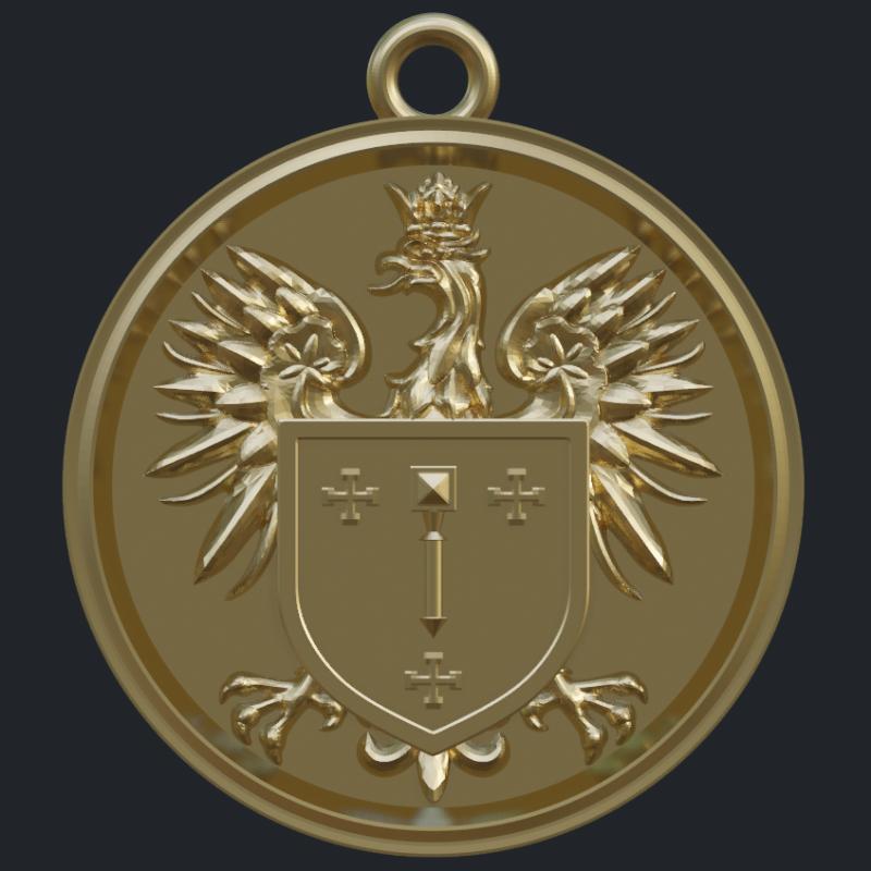 Small Polish Shield Pendant - Front