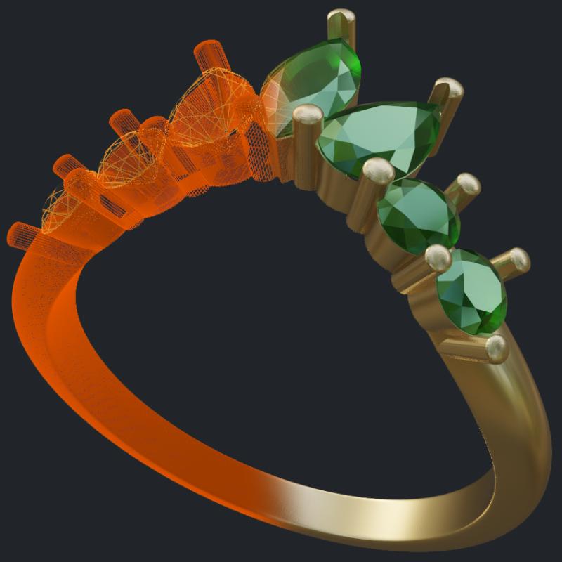 Matching Band to Emerald Ring - 3D