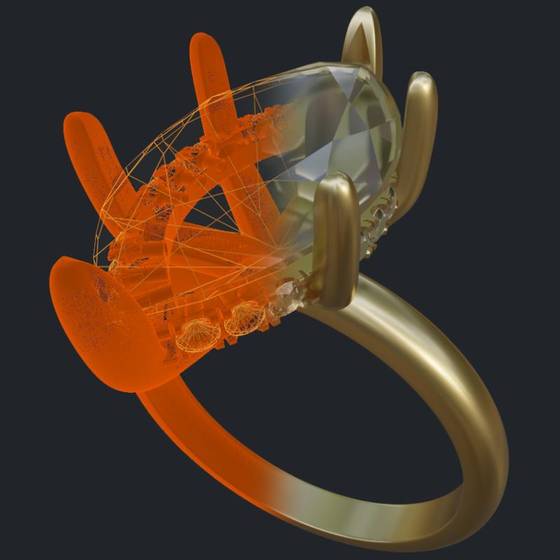 Hidden Halo Marquise Ring - 3D