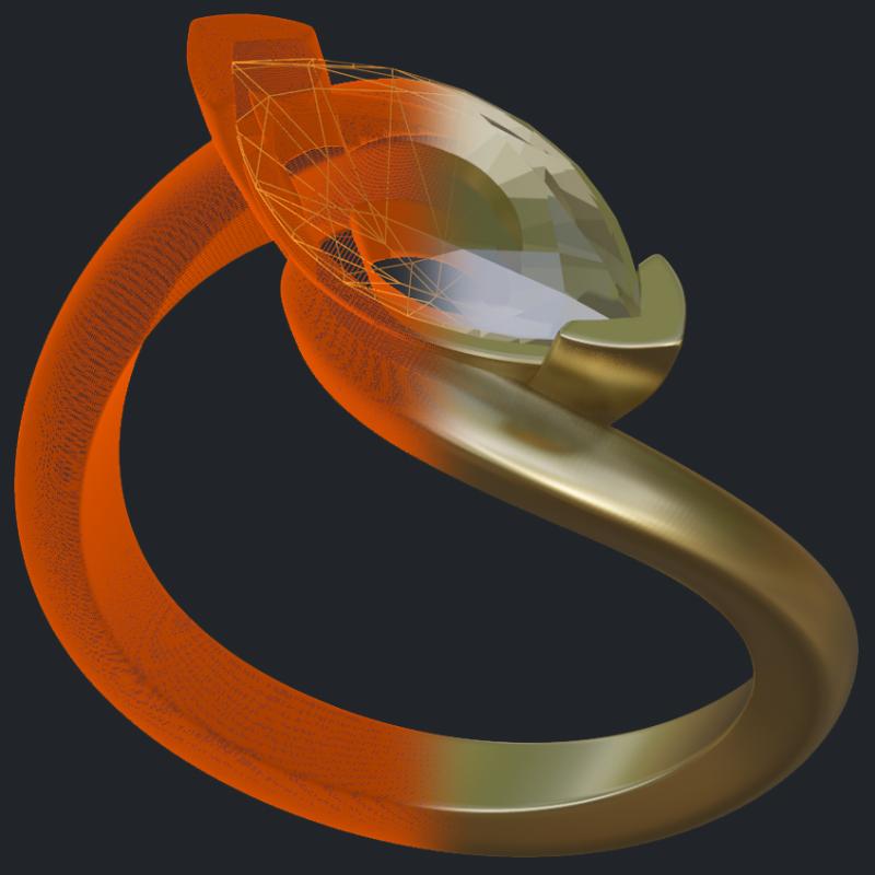 Marquise Solitaire With Wider Arms - 3D