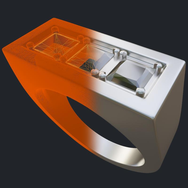 3 Princess Men's Ring - 3D