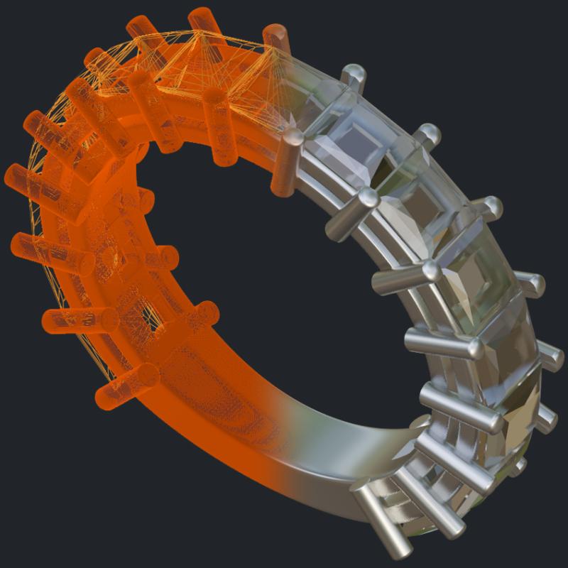 Platinum Princess Eternity Band - 3D