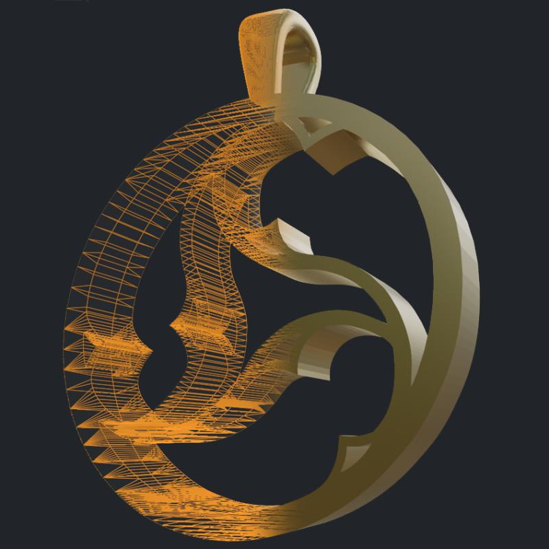 Ornate Circular Pendant - 3D