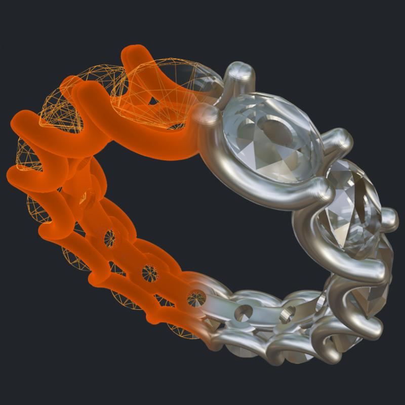 Diamond Eternity Band With Shared Prongs - 3D