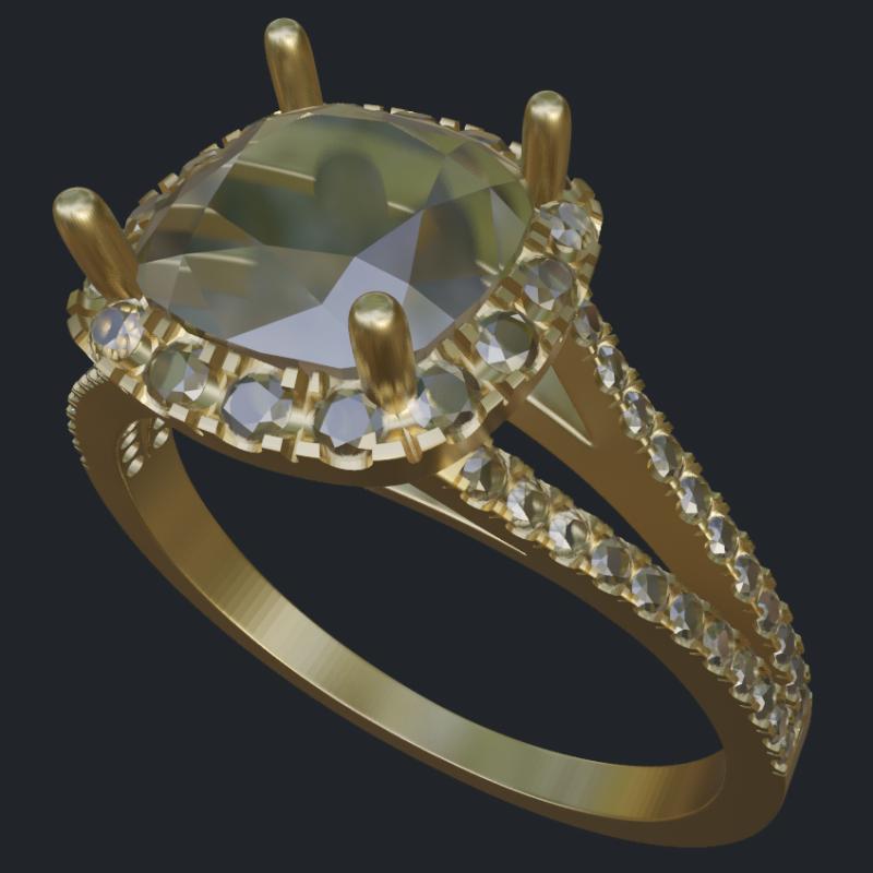 Halo Cushion Ring with Split Shank - Main