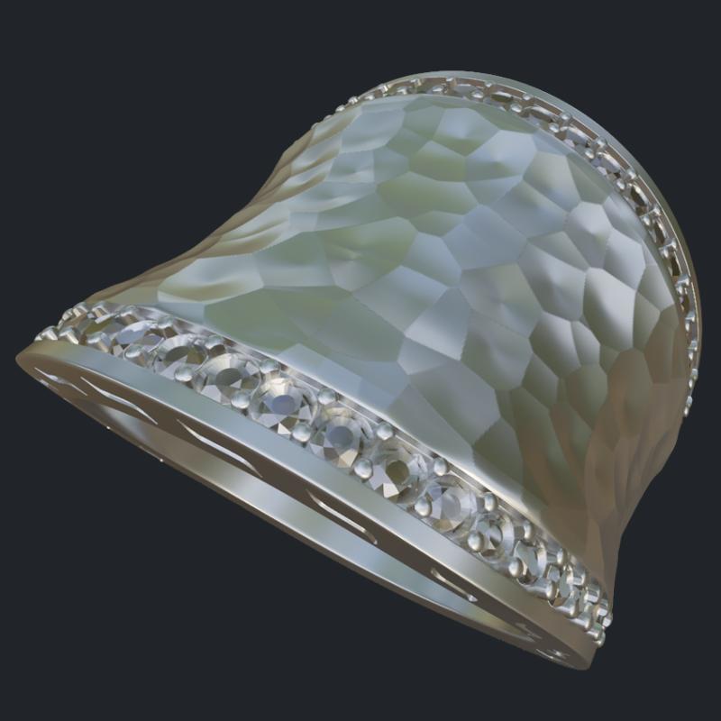 Hammered Finish Ring With Round Diamond Accents - Main