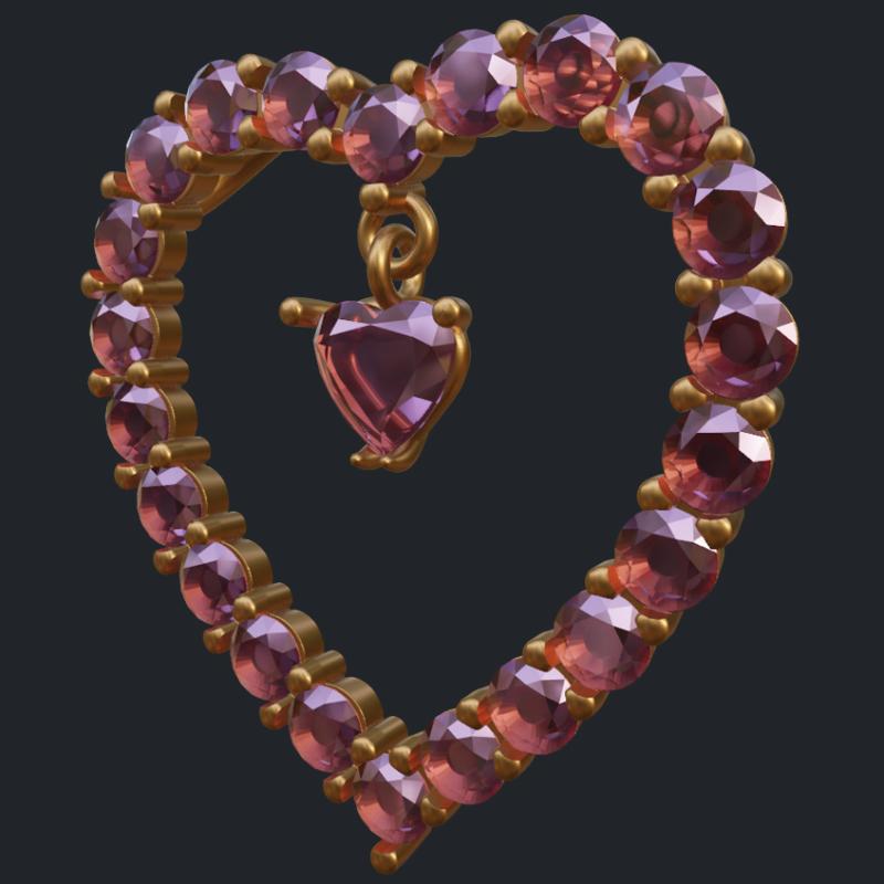 14k Rose Gold Heart Pendant - Main