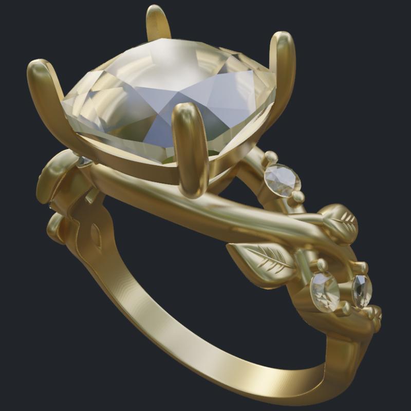 Entwined Vines Cushion Diamond Engagement Ring - Main