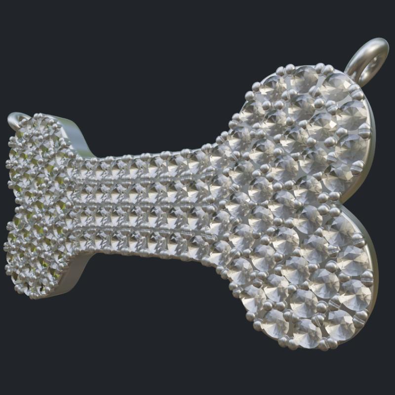 Dog Bone Diamond Pendant - Main