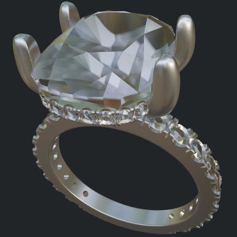 Elongated Cushion Hidden Halo Ring - Main