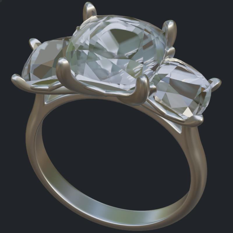 Three Cushion Cut Ring - Main