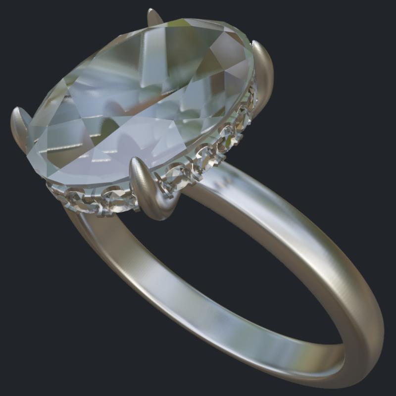 Oval Diamond With Hidden Halo Ring - Main