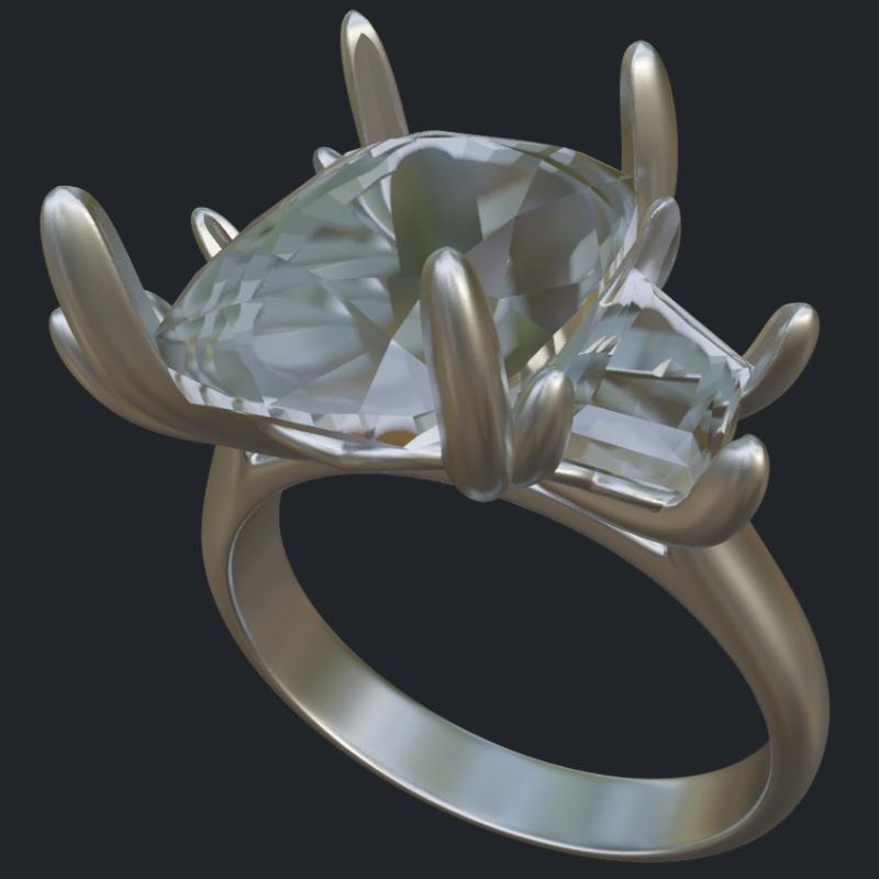 Elongated Cushion With 2 Trapezoids Ring - Main