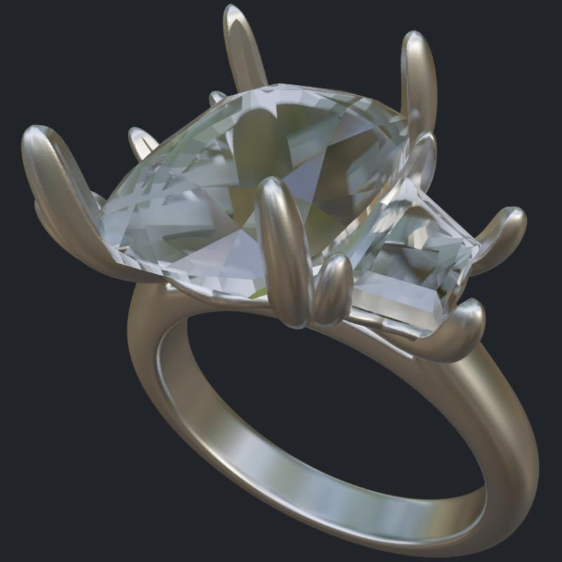 Tulip Elongated Cushion With 2 Trapezoids Ring - Main