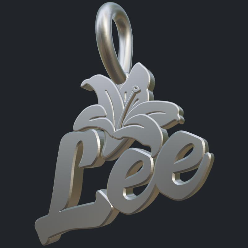 White Gold Lily Flower Lee Pendant - Main