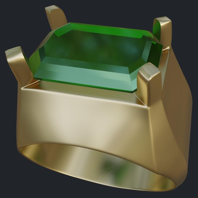 Smooth Transition from Shank to Prongs Emerald Ring - Main