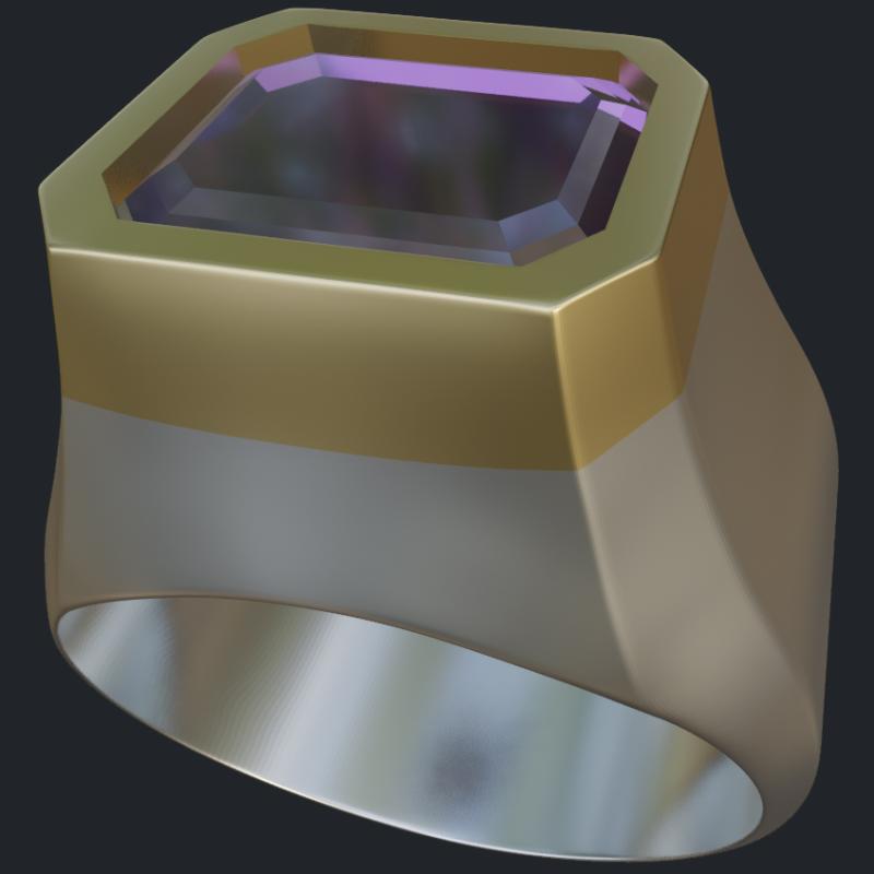 Silver &amp; 14k Bezel Set Amethyst Ring - Main