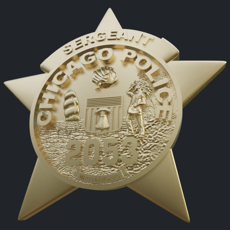 Sergeant Badge Pendant 14k Yellow Gold - Main