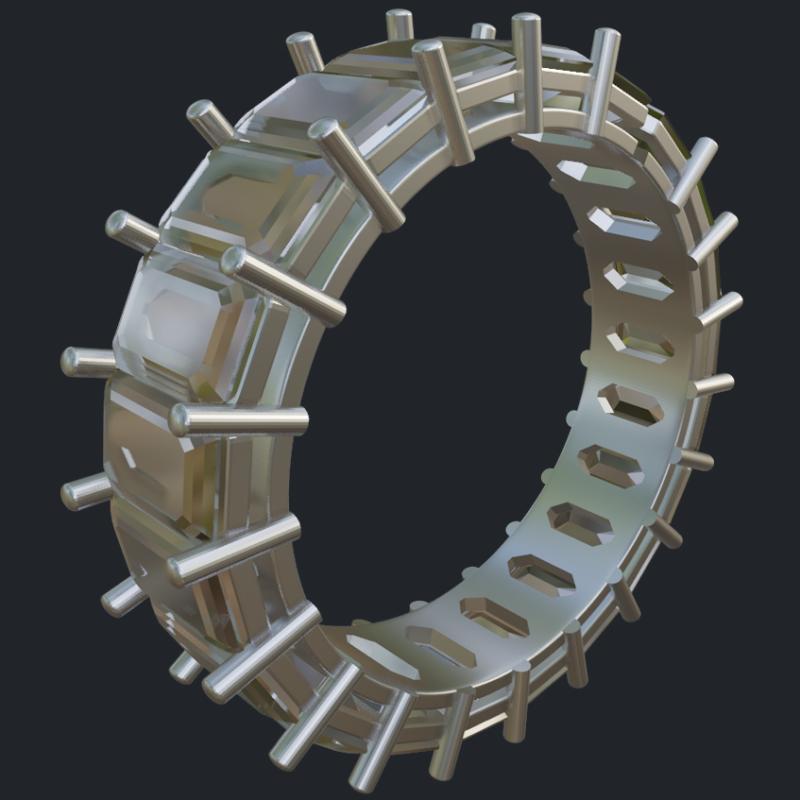 Emerald Cut Diamond Full Eternity Band - Main