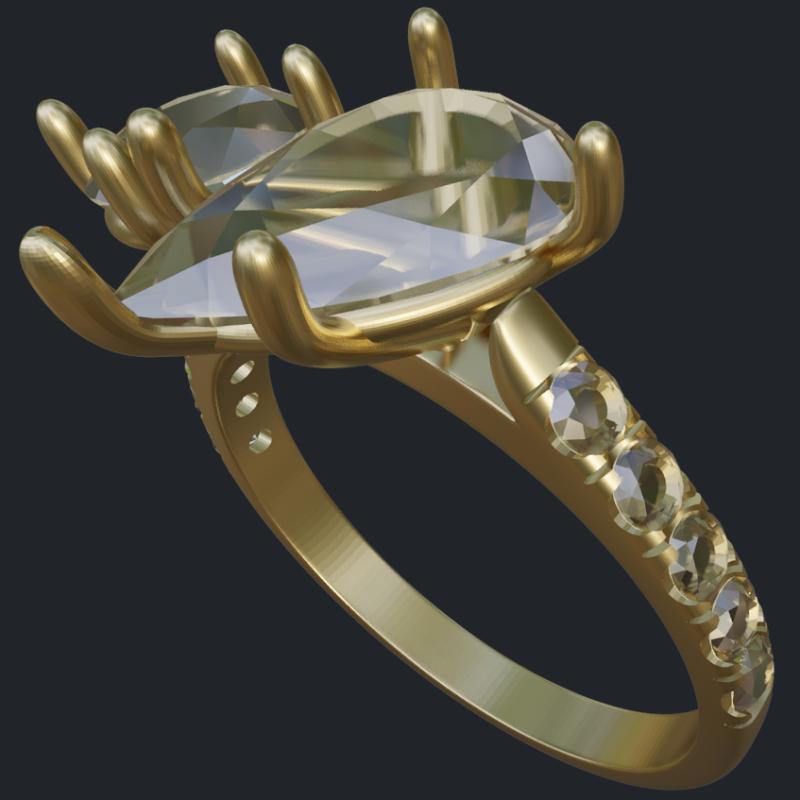Toi et Moi Bypass Ring With Diamonds On Shank - Main