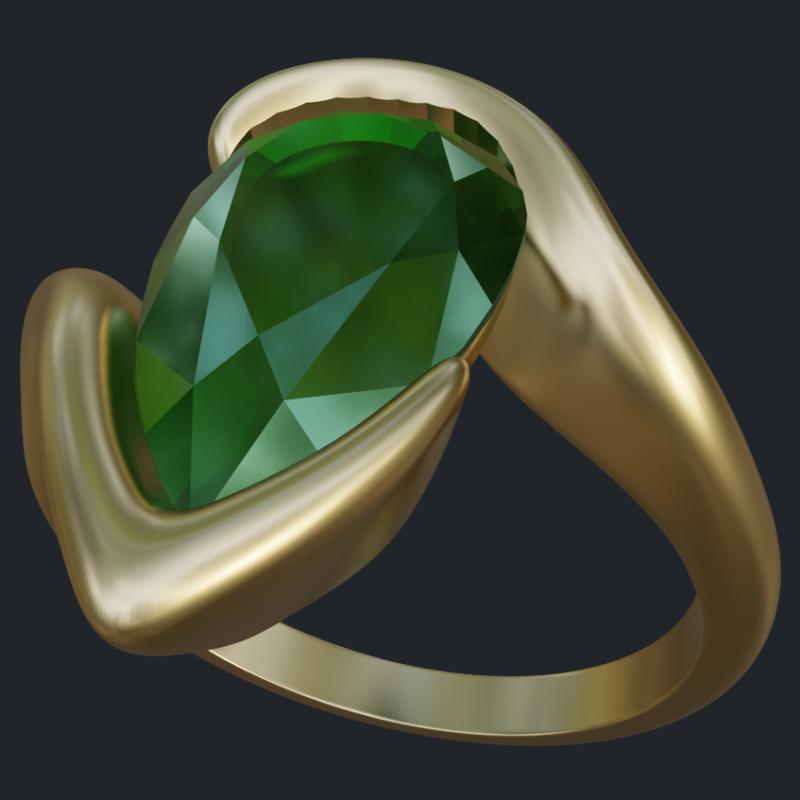 Pear Shape Emerald Ring - Main