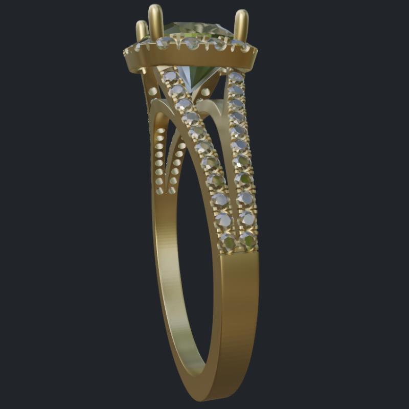 Halo Cushion Ring with Split Shank - Side