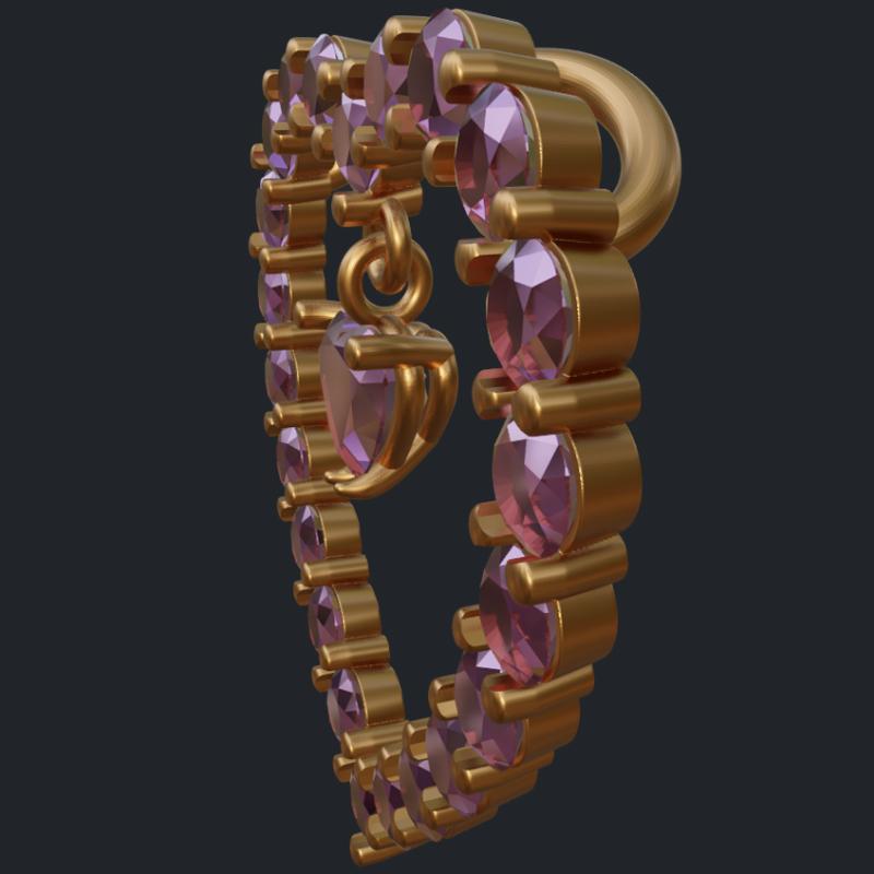 14k Rose Gold Heart Pendant - Side