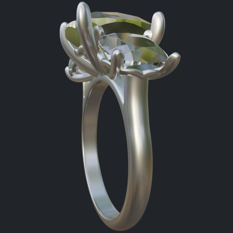 Three Cushion Cut Ring - Side