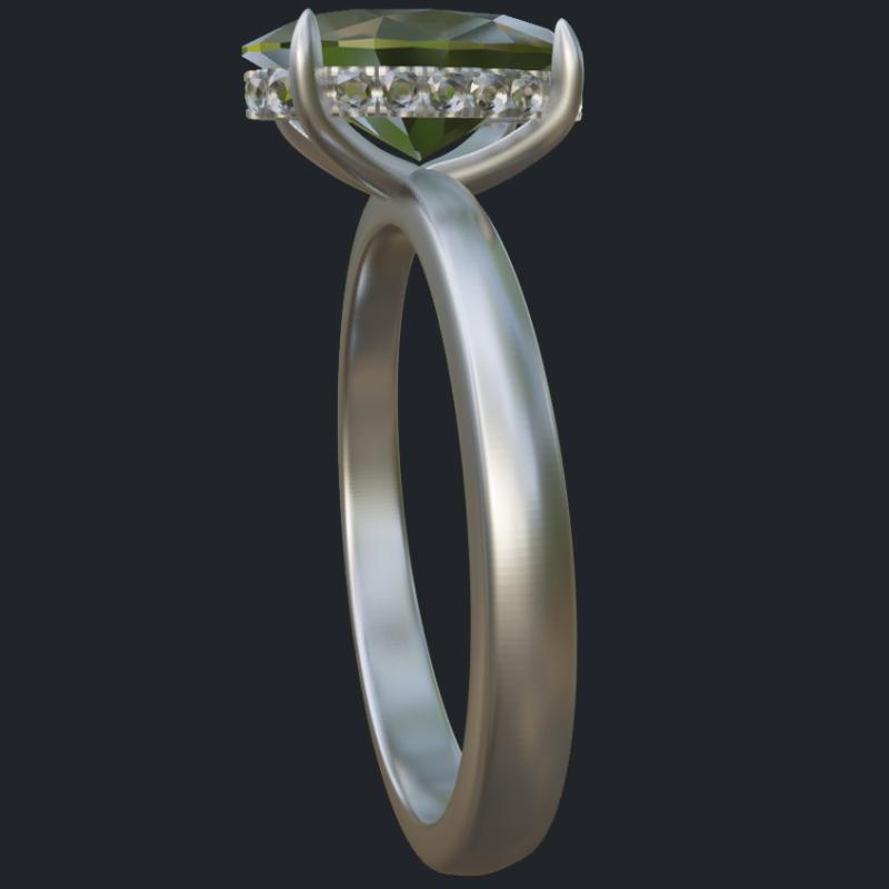 Oval Diamond With Hidden Halo Ring - Side