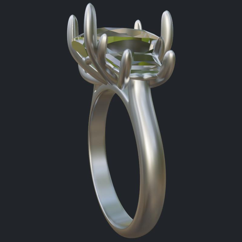 Elongated Cushion With 2 Trapezoids Ring - Side