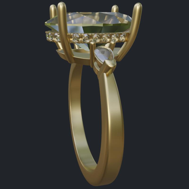 Oval Diamond With Hidden Halo Ring - Side