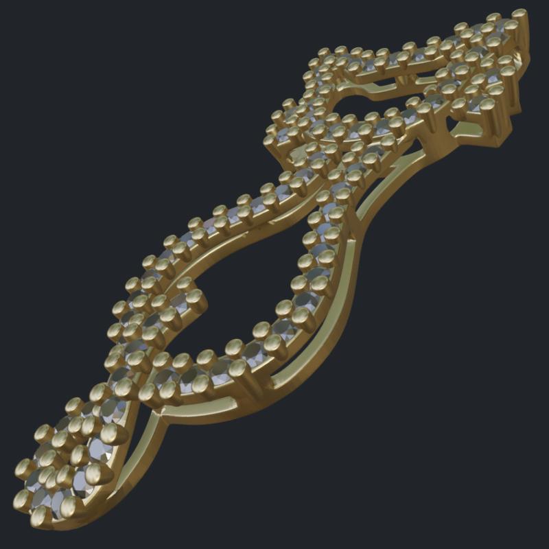 Cat Pendant With Diamond Accents - Side