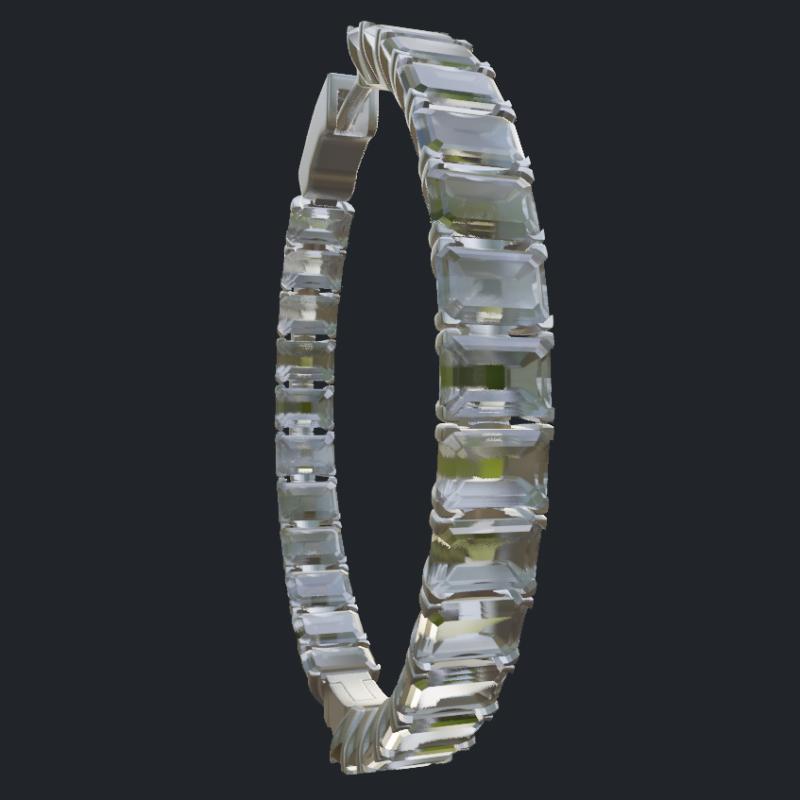 Round Hoop Earrings - Emerald Cut Diamonds Size 4.50 x 3.00 mm - Front