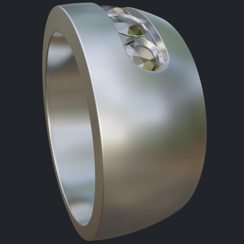 East-West Channel Set Diamond Ring - Side