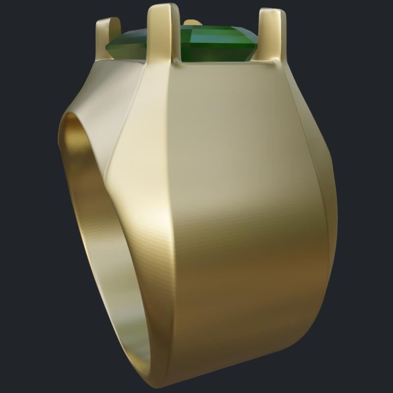 Smooth Transition from Shank to Prongs Emerald Ring - Side