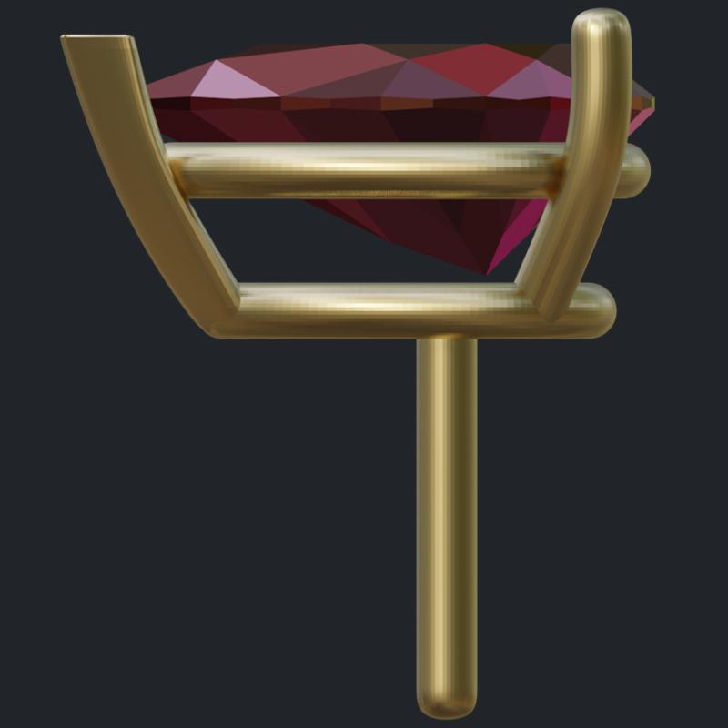 Prong Setting for Pear Garnet Earring - Side