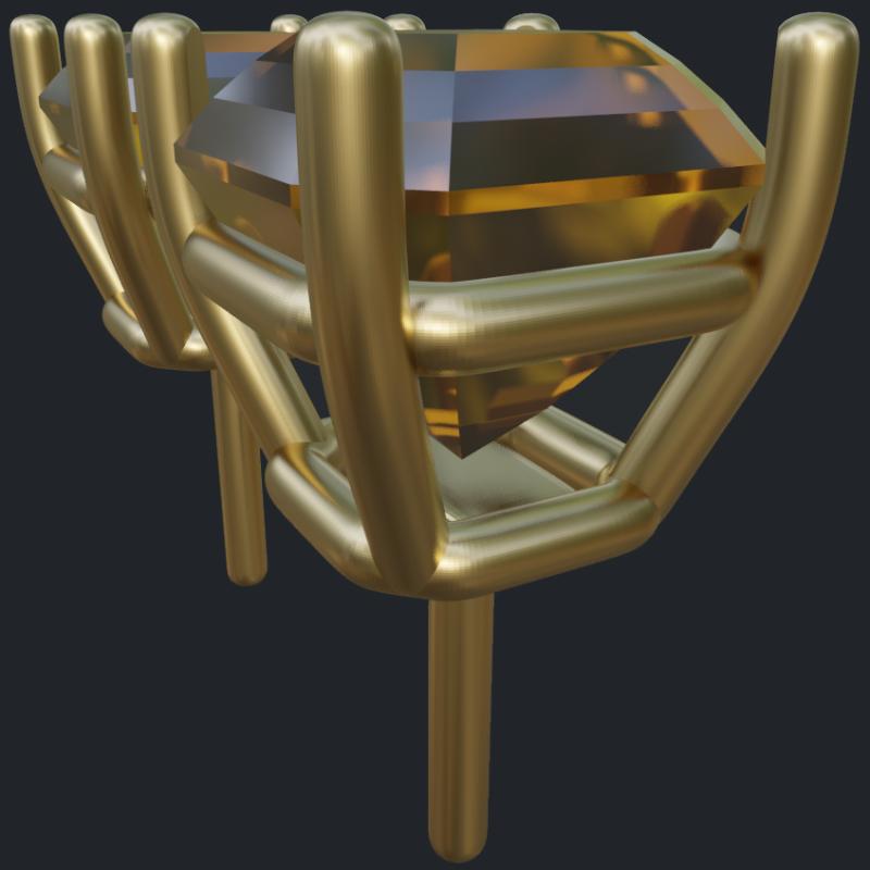 Prong Setting for Asscher Cut Smokey Quartz Earrings - Side