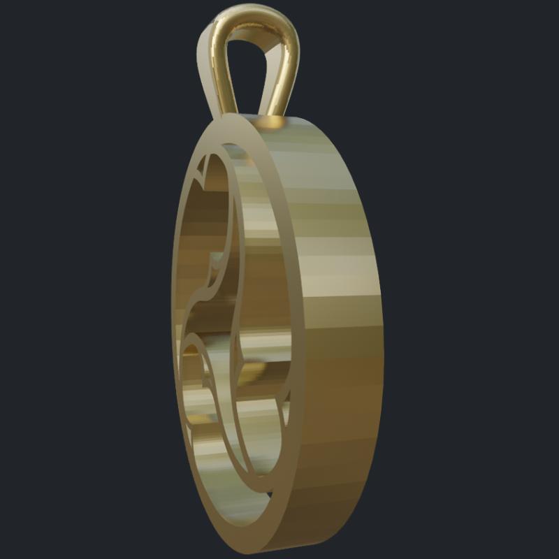 Ornate Circular Pendant - Side