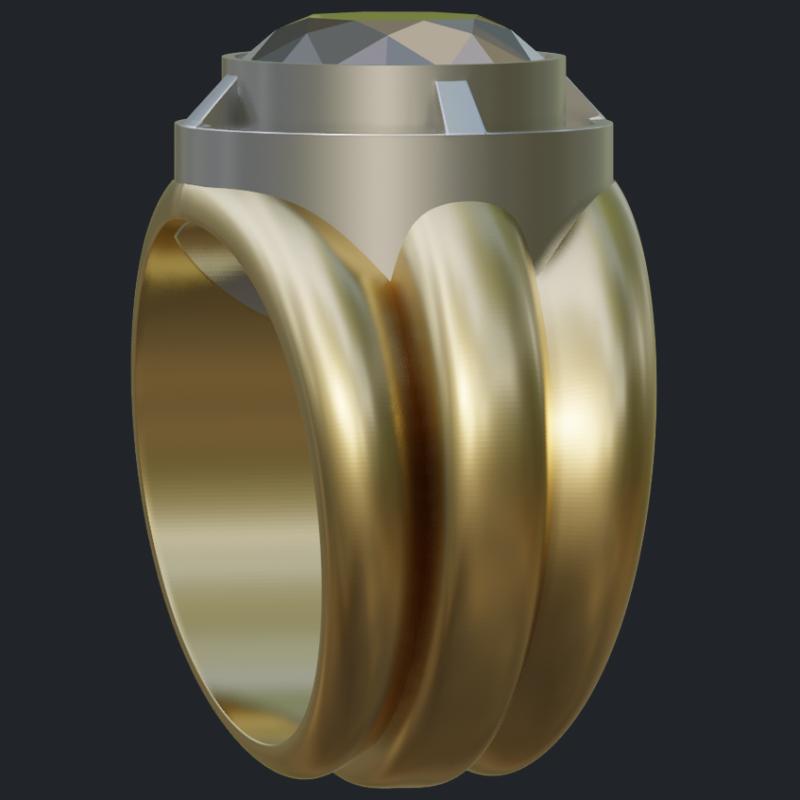 Diamond Two-Tone Men's Ring - Side