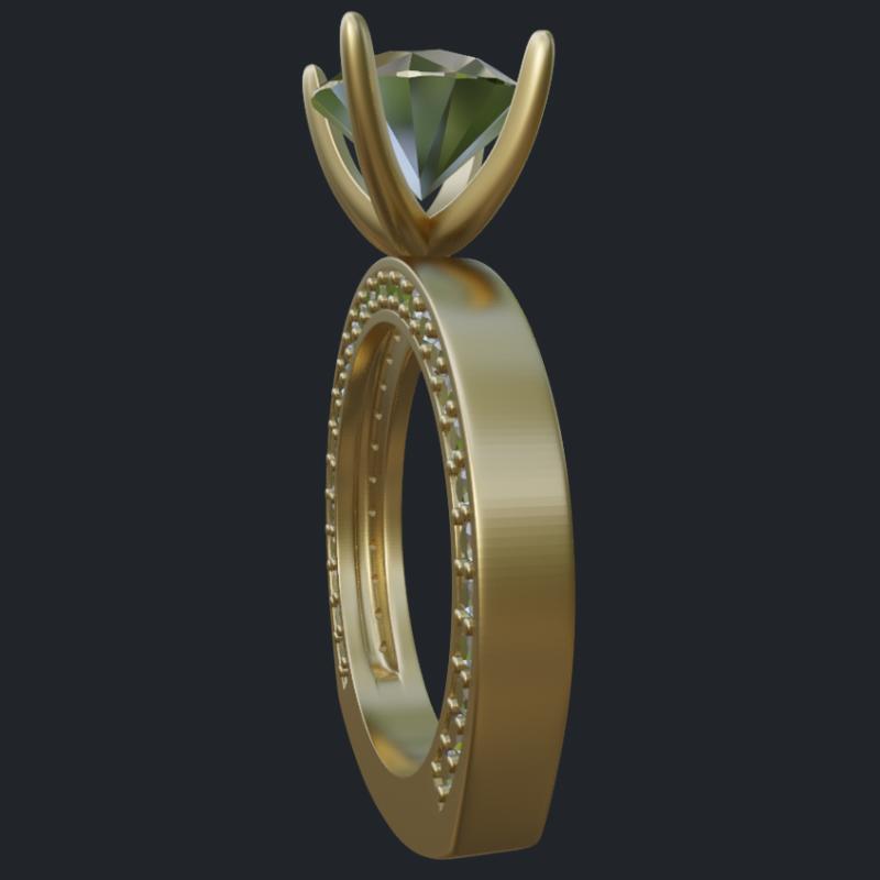 Diamond Engagement Ring With European Shank - Side