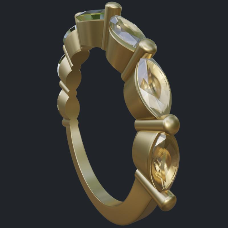 Marquise Diamond Matching Band - Side