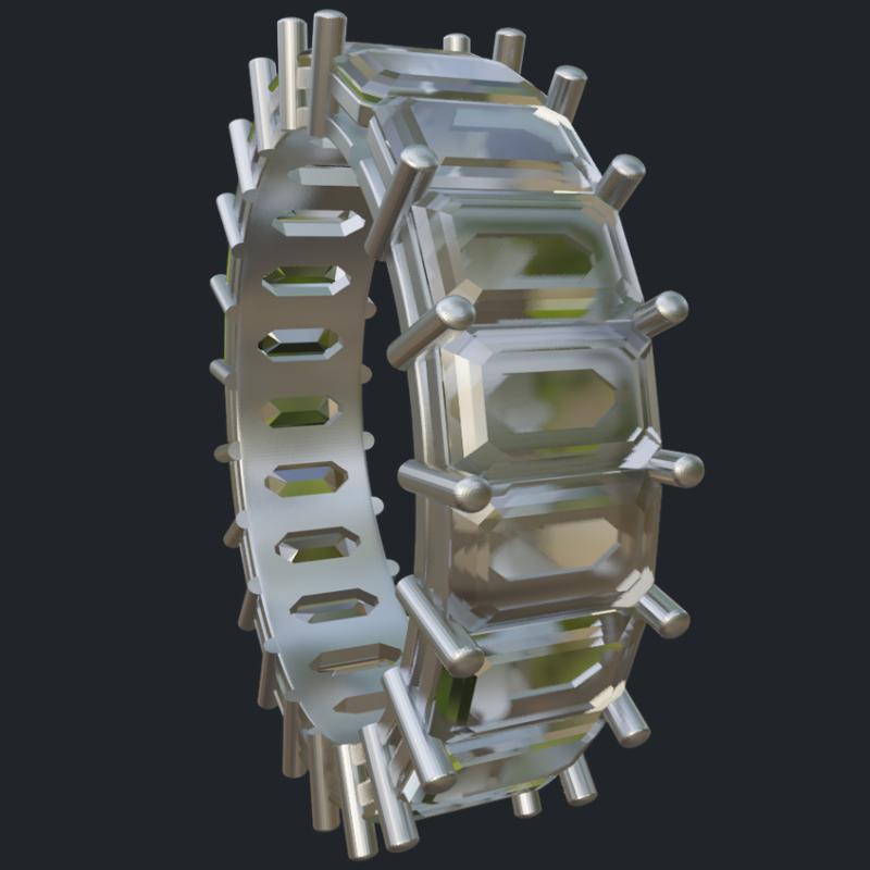 Emerald Cut Diamond Full Eternity Band - Side