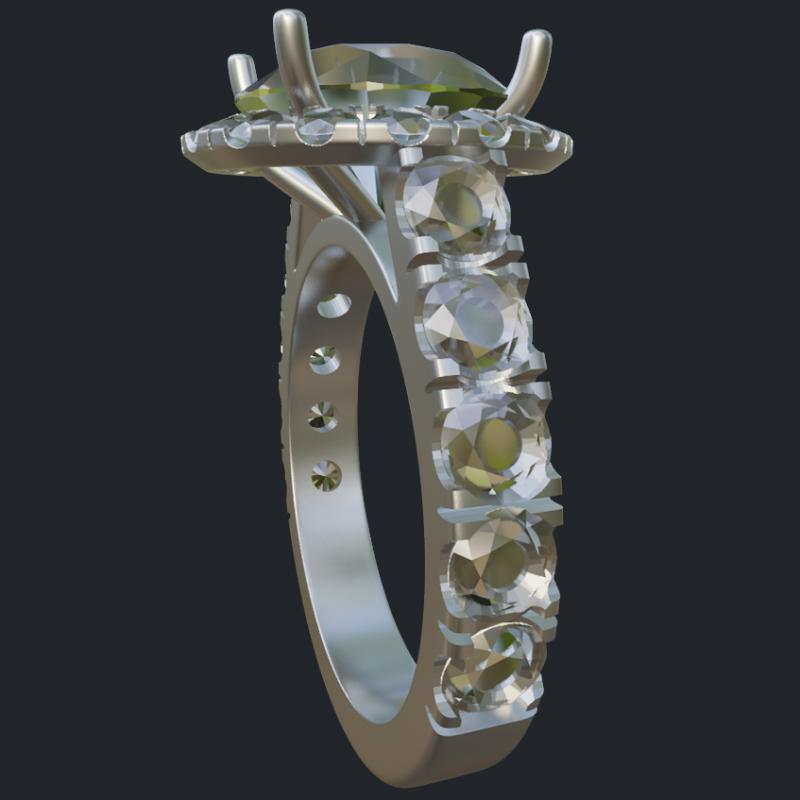 Cathedral Halo Engagement Ring - Side