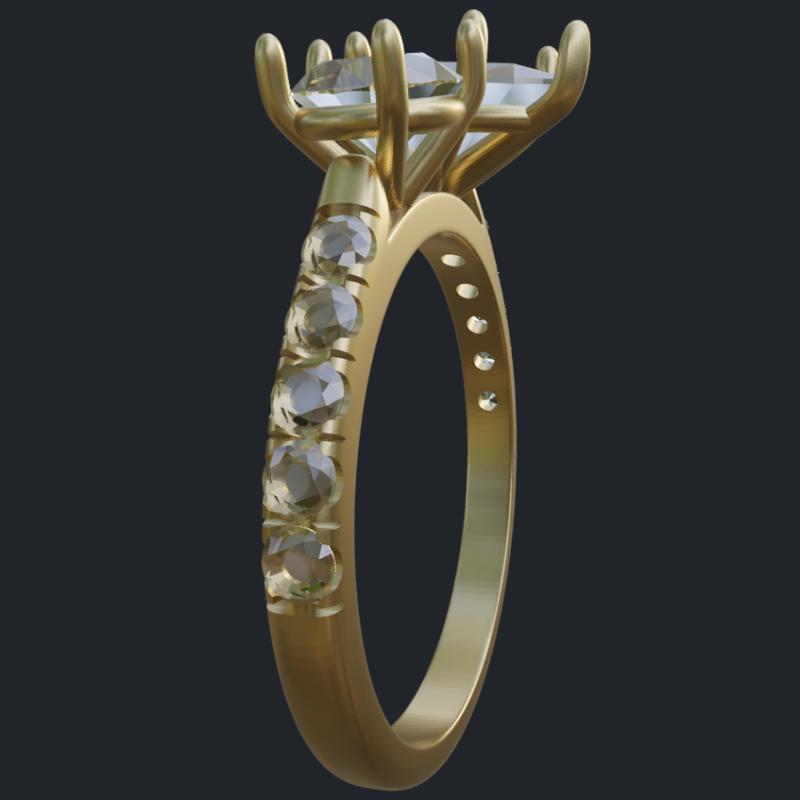 Toi et Moi Bypass Ring With Diamonds On Shank - Side