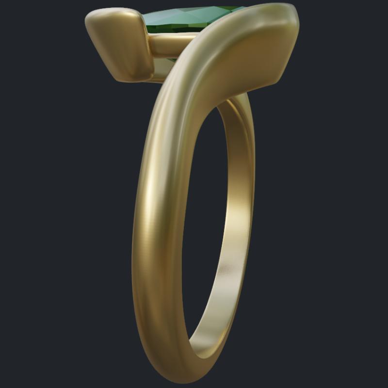 Pear Shape Emerald Ring - Side